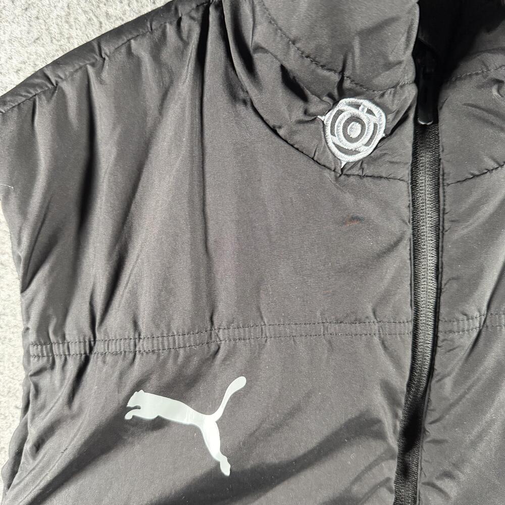 Puma Vest Mens Large Black Puffer Full Zip Hitachi Promo Insulated Reflective - Picture 3 of 8
